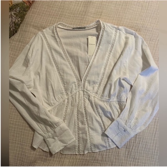 Abercrombie & Fitch Tops - Abercrombie and Fitch Long Sleeve Babydoll Plunge Top